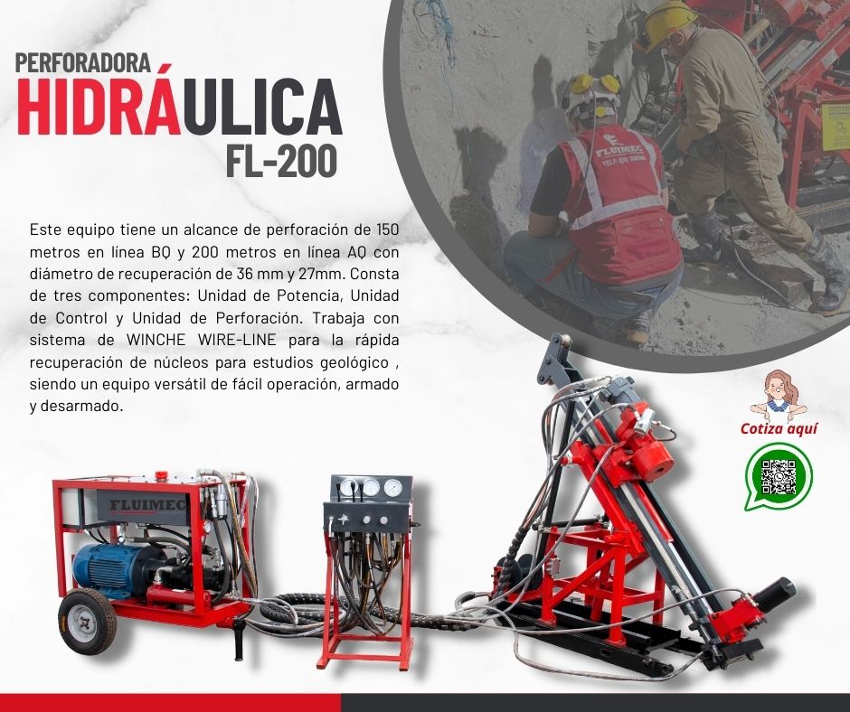 Perforadora FL-200 Equipo hidráulica de 3 componentes 